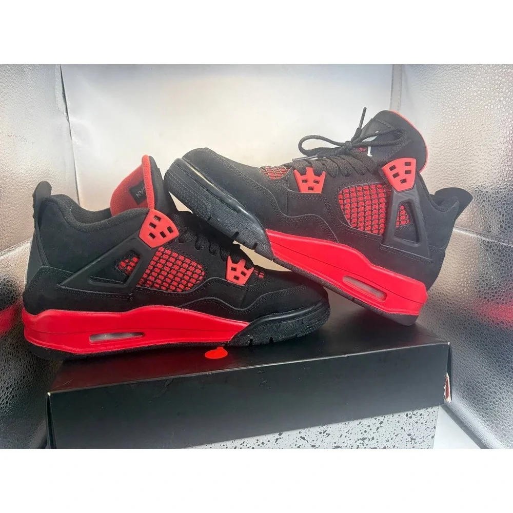 Air Jordan 4 Retro Red Thunder Black Crimson‎ 408452-016 Size 4.5Y Excellent
